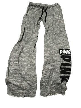 PINK Victoria's Secret Heather Gray Lounge Joggers with Black Drawstring